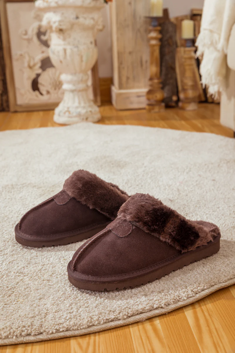 SMAIBULUN Ugg | WOOL LINED SUEDE SLIPPER - BROWN - Image 7