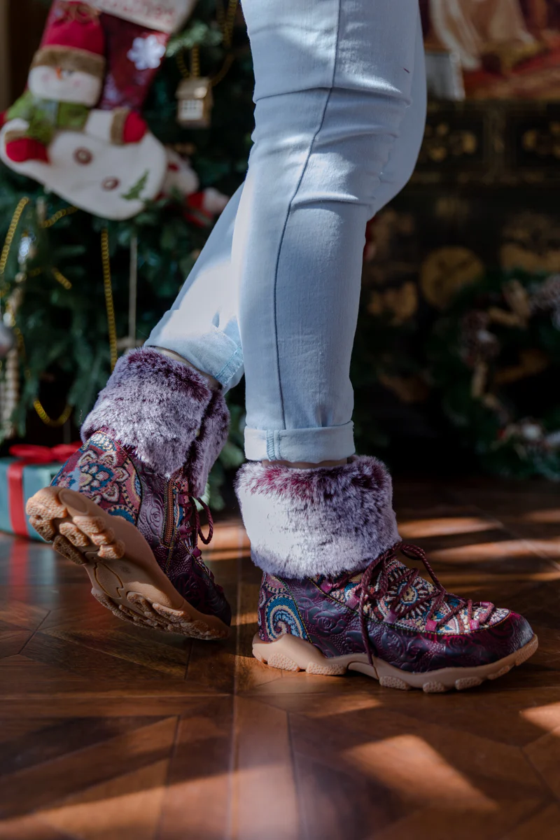 SOFFIA | ANKLE FUR  LACE UP LEATHER COMBAT BOOT - Image 8